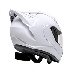 side view a white motorcycle carbon integral crash helmet isolated on transparent background cutout, PNG file. template for artwork design. transportation safety concept.