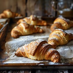 Freshly Baked Croissants with Powdered Sugar
