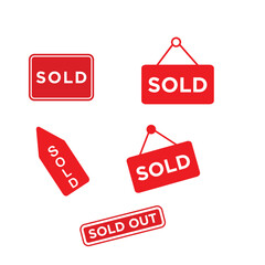 Sold out stamp icon vector logo design template