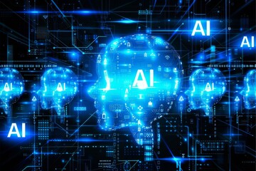 Obraz premium Digital globe with AI elements, representing advancements in artificial intelligence and global connectivity.