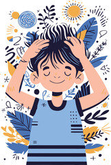 Happy Child with Abstract Elements