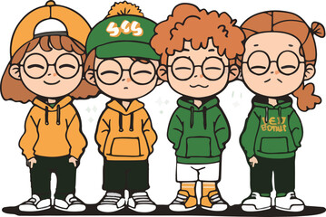 Group of Friends in Hoodies