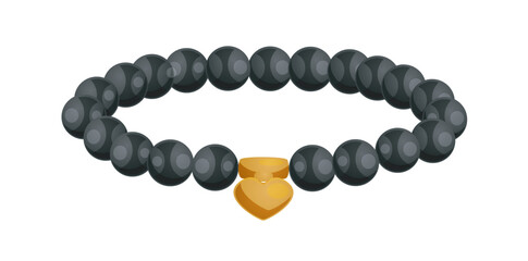 Doodle Black Fashion Necklace Vector Illustration.	