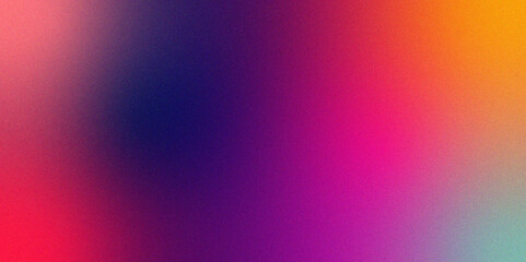 Orange purple pink magenta blue grainy vibrant blurred gradient color flow. Grain and Rough texture effect . Soft gradient backdrop with grain and noise. 