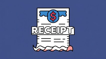 The receipt has a blue header with a dollar sign ($) in the center. Below the header, the word 'RECEIPT' is written in bold white letters.