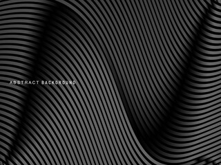 Abstract futuristic dark black background with wave design. Realistic 3d wallpaper with luxurious flowing lines. Perfect background for posters, w
