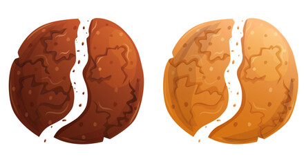 Traditional cartoon cookie pieces. Sweet dessert illustration isolated on white