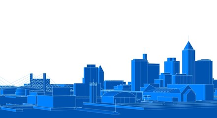 Obraz premium modern city panorama 3d illustration
