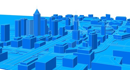 Naklejka premium modern city panorama 3d illustration