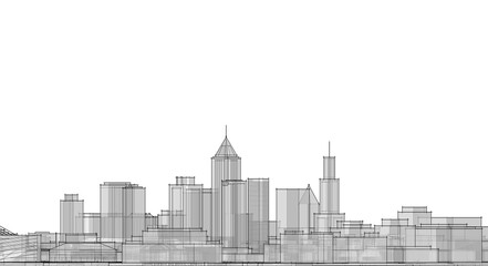 Naklejka premium modern city panorama 3d illustration