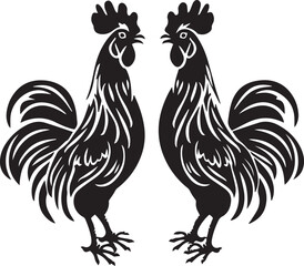 Rooster Graphic vector black silhouette 