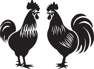 Rooster Graphic vector black silhouette 