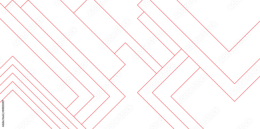 Aufkleber abstract white and red futuristic architecture concept with digital geometric connection red lines. 