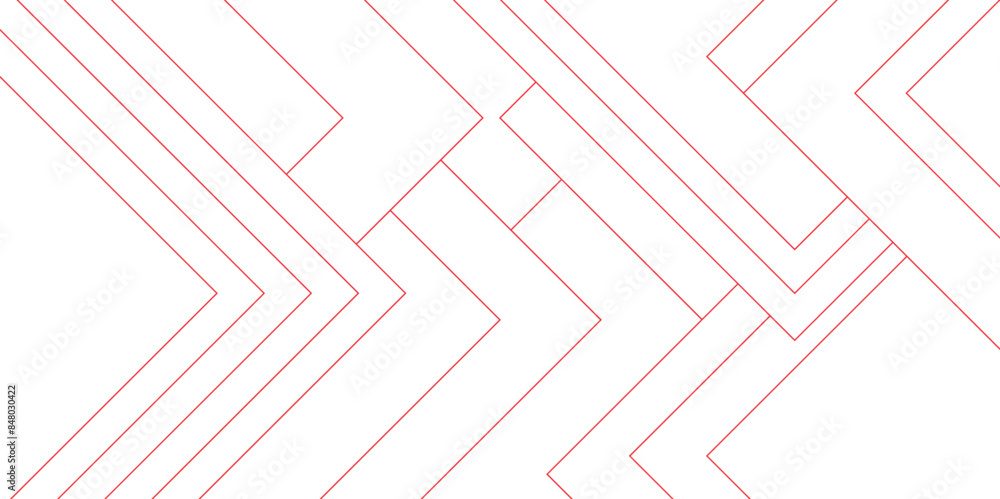 Aufkleber abstract white and red futuristic architecture concept with digital geometric connection red lines. 