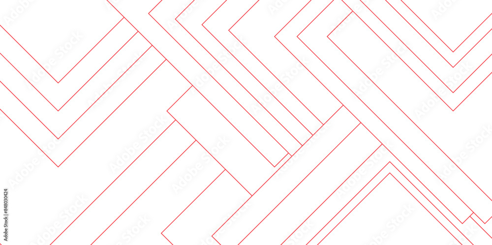 Aufkleber abstract white and red futuristic architecture concept with digital geometric connection red lines. 