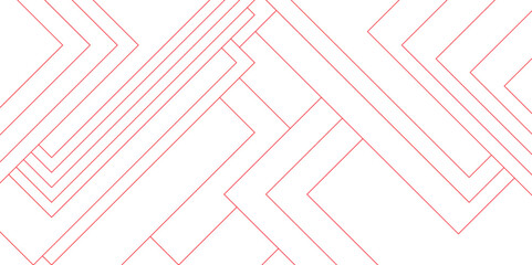 Abstract white and Red futuristic architecture concept with digital geometric connection red lines. Template trendy style line vector. Digital geometric connection Red lines with squares.