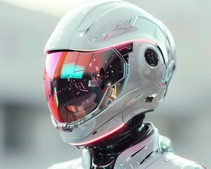 Fototapeta premium Futuristic helmet with sleek design, metallic textures, hightech, digital rendering