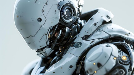 Fototapeta premium Futuristic robot with sleek design, metallic textures, hightech, digital rendering