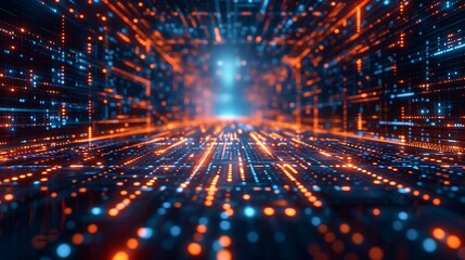 Digital backdround ideal for technological operations, neural networks, AI, data transmission and encryption, digital archives, audio and visual representations, scientific research