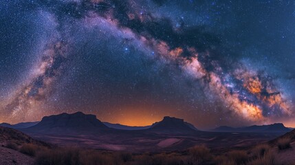 Fototapeta premium Tranquil Night at Big Bend Dark Sky Reserve - Serene Milky Way and Starlit Sky with No Human Presence