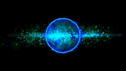energy sector. Futuristic magical plasma circle glows in space.