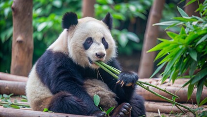 Obraz premium Giant panda bear in the zoo.