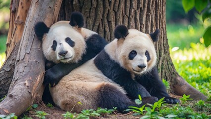 Obraz premium Giant panda bear in the zoo.