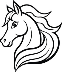 Vector illustration of a cute horse  for children colouring   book