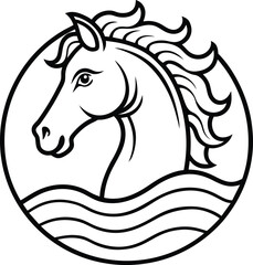 Vector silhouette of a horse's head Wild Animals  for coloring book