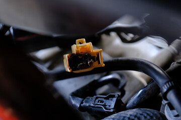 Check the electrical cable plug on the motorcycle.	