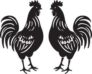 Rooster Graphic vector black silhouette 