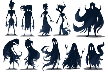 collection of ghostly figures and shadows,
