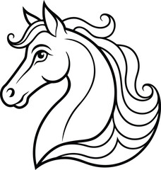 Horse head for kids coloring page vector illustration