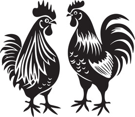 Rooster Graphic vector black silhouette 