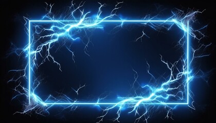  Lightning frames, blue electric borders of rectangular and square shapes with thunder bolt 