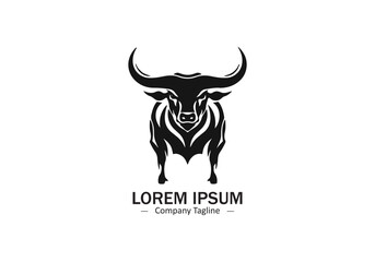 Vector of a aggressive bull or cow logo silhouette on a white background. Animals.