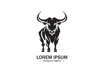 Vector of a bull or cow logo silhouette on a white background. Angry and aggressive buffalo