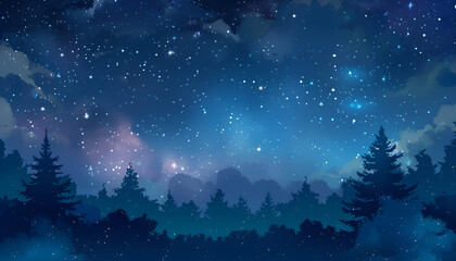 Naklejka premium Amazing starry sky at night, banner design