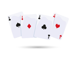 Casino background, playing cards, aces on a white background. Illustration, vector