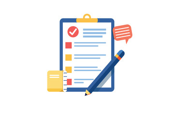 Sketchbook or diary for education or work. Flat design writing concept. Vector, Trendy vector design of checklist, Vector colorful illustration icon for report