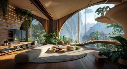 Fototapeta premium Zen and Tranquil Interior Spaces Serene Ambiance and Calm Retreats