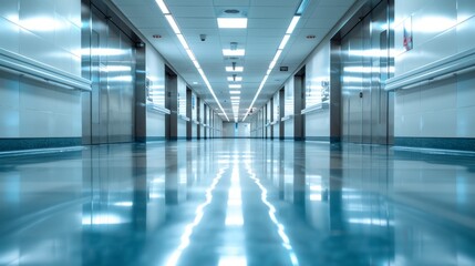 Fototapeta premium Long hallway in a modern hospital
