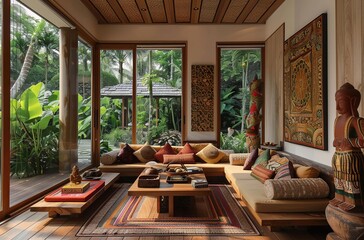 Fototapeta premium Zen and Tranquil Interior Spaces Serene Ambiance and Calm Retreats