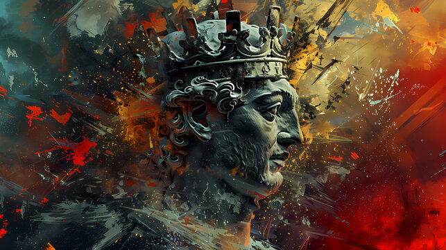 Abstract David Becomes King with Explosive Artistic Colors and Texture