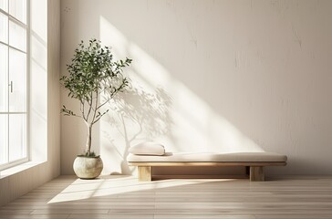 Fototapeta premium Zen and Tranquil Interior Spaces Serene Ambiance and Calm Retreats