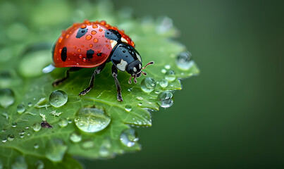 Fototapeta premium ladybug on leaf