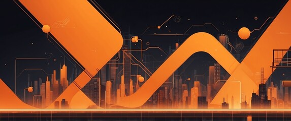 orange theme artificial intellifence abstract concept banner background illustration