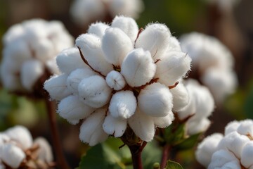 Cotton Plant with White Cotton Bolls