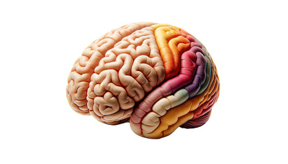 3D Anatomical Illustration of Human Brain cut out transparent isolated on white background PNG file
