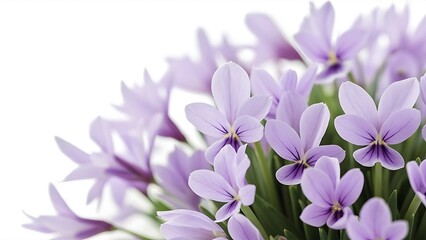 Spring violet flowers on a white background